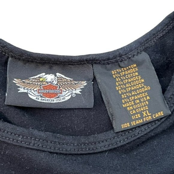 Harley Davidson Black Angel Heart Floral With Rhinestones Graphic Shirt Size XL - Picture 3 of 8